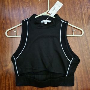 LYCHEE - Tofu reflective detail cut out crop top